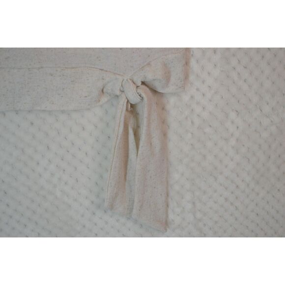 Madison Grey Women's Small Cream Linen Blend Side Tie Short Sleeve Top - Picture 5 of 12